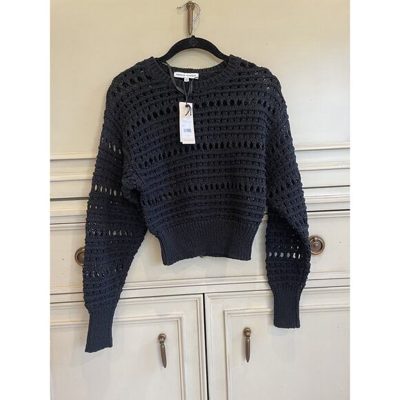 Rebecca Minkoff Nova Crochet Sweater Black XS NWT $198 Cotton Blend - Picture 3 of 8